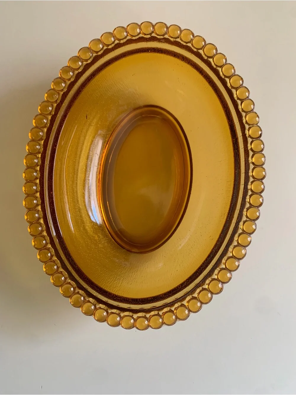 Vintage Indiana Glass Amber Hen on Nest 7” Beaded Rim Covered Dish